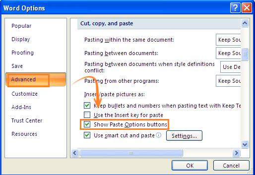 Hướng dẫn ẩn/hiện biểu tượng paste (dán) trong Word